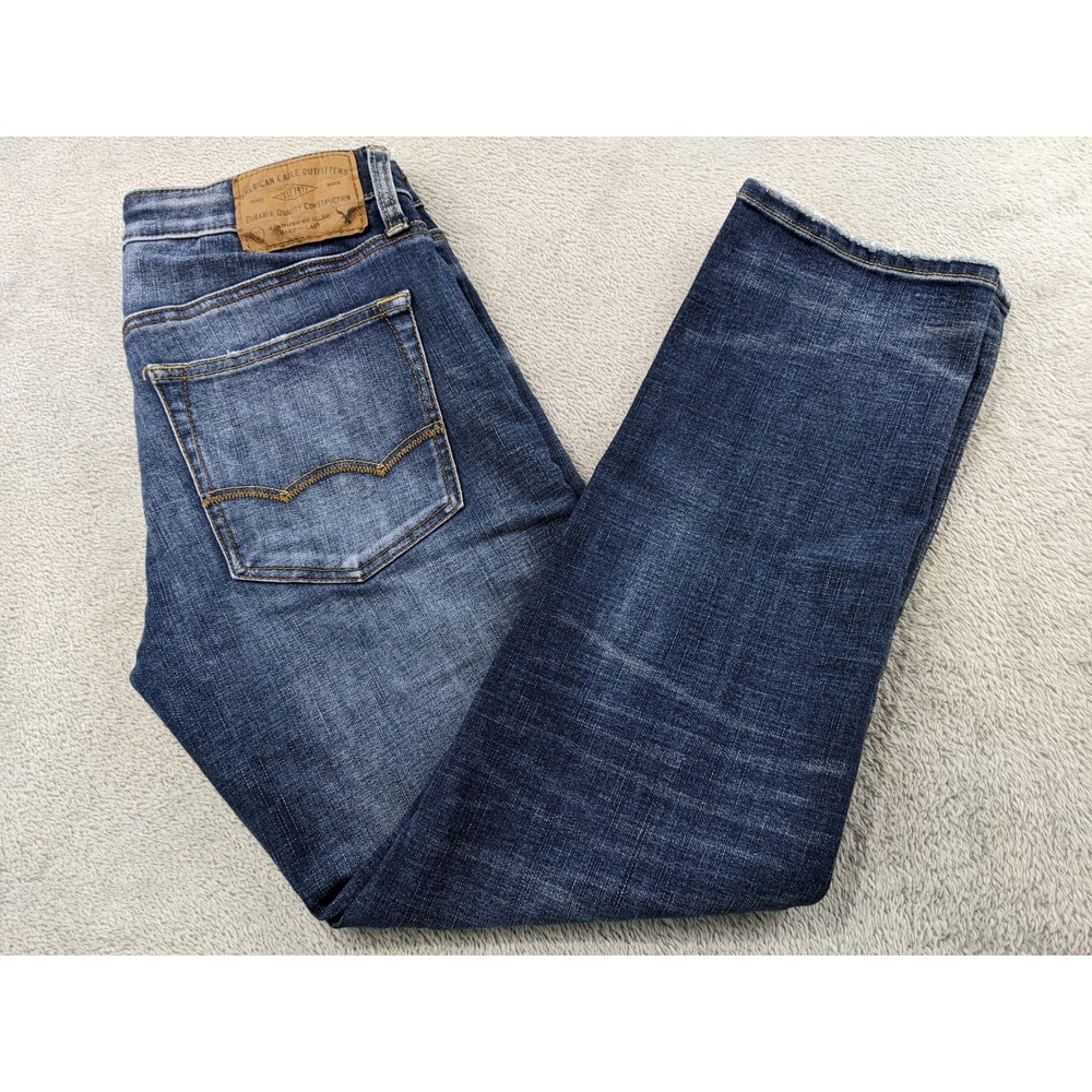 American Eagle Mens Slim Straight 360‎ Extreme Flex Jeans 28x28 Dark Wash Denim